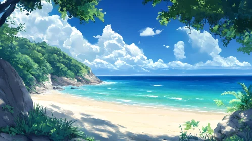 Coastal Scene: Beach with Blue Sky