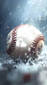 Dynamic Baseball in Motion with Icy Backdrop  AI Generated Image