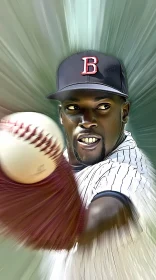 Intense Close-Up of Baseball Pitcher in Action  AI Generated Image