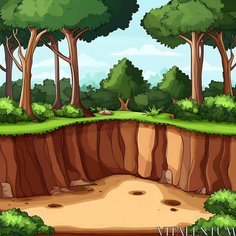 AI ART Lush Green Forest with Large Ground Hole