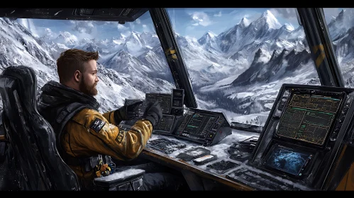 Pilot in High-Tech Mountain Cockpit