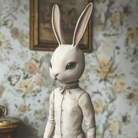 Anthropomorphic Rabbit in Shirt and Bow Tie