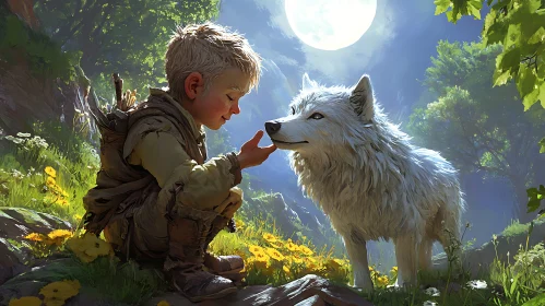 A Boy's Friendship with a Wolf