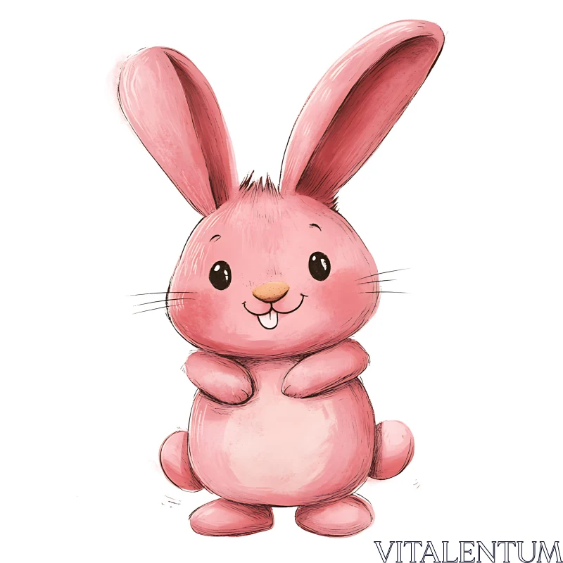 Charming Pink Rabbit Character Art AI Image