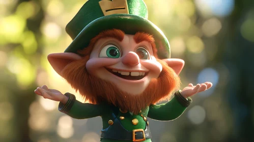 Happy Leprechaun with Open Arms