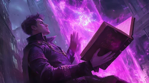 Mystical Wizard with Spell Book