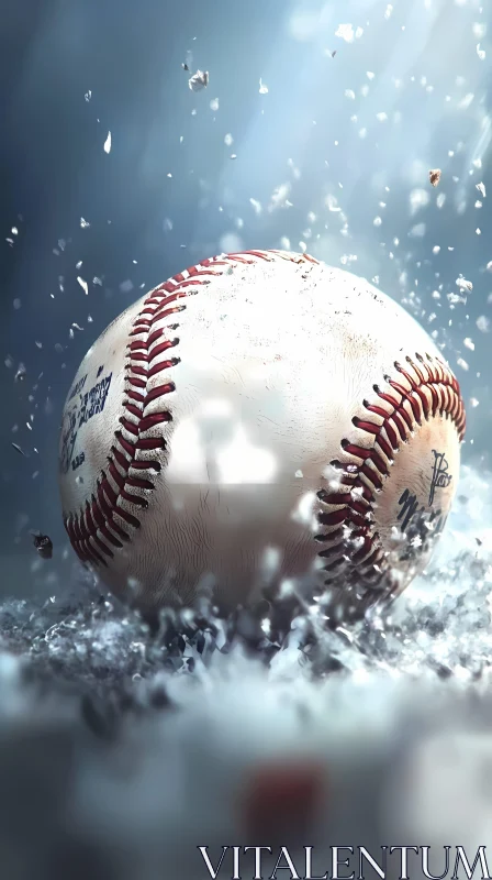 AI ART Dynamic Baseball in Motion with Icy Backdrop  AI Generated Image