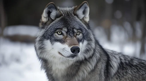 Close-up of a Grey Wolf in Winter