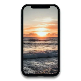 Sunset Seascape on Mobile Screen