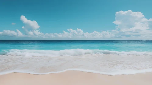 Calm Seascape with Blue Sky and Clouds