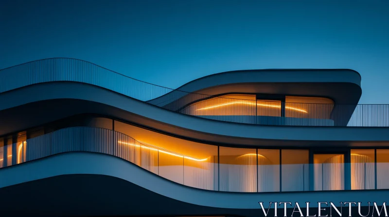 Contemporary Building with Curved Design AI Image