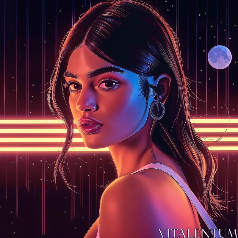 AI ART Neon Art Portrait of Kylie Jenner