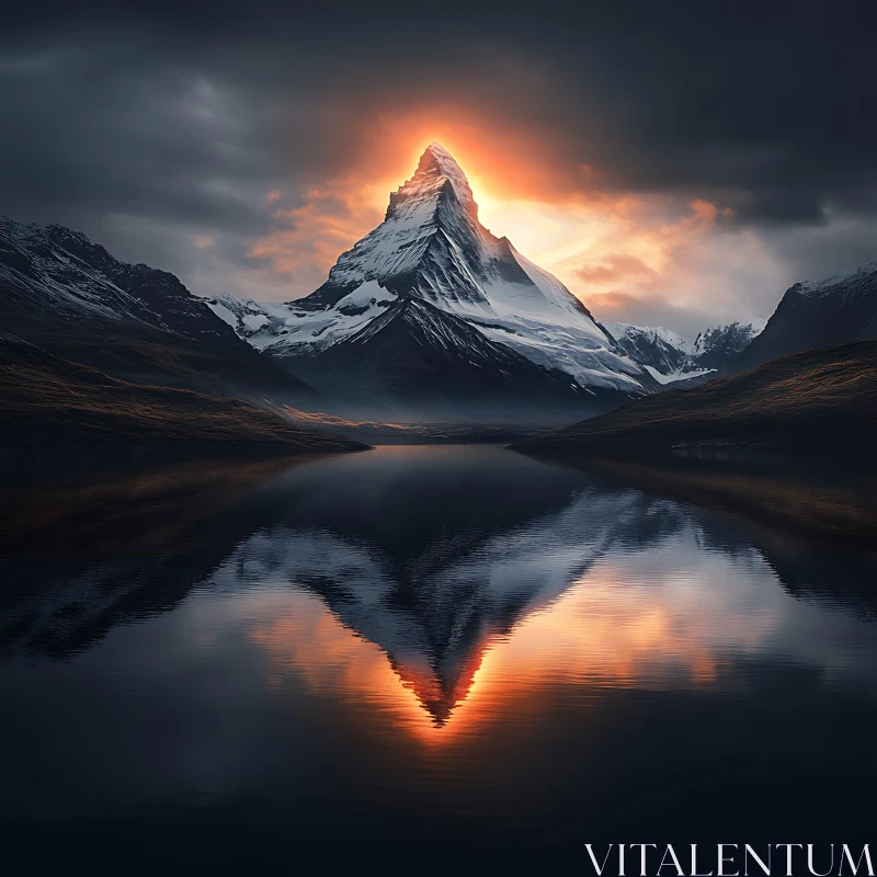 AI ART Snowy Mountain Reflection in Lake