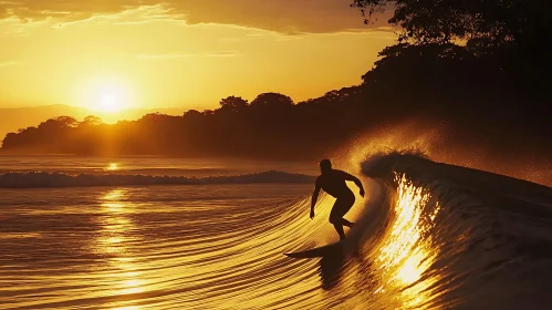 Silhouette Surfer at Sunset