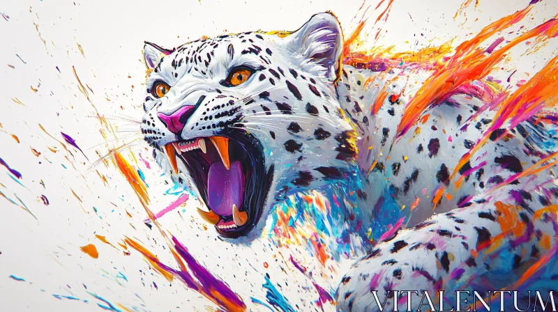 AI ART Colorful Snow Leopard Portrait