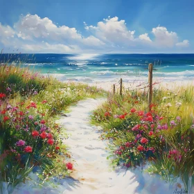 Floral Path to the Beach Seascape