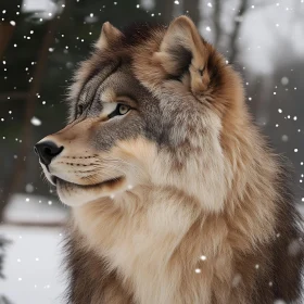 Lone Wolf in Winter Landscape