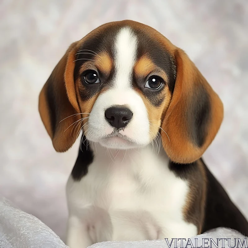 Cute Beagle Puppy Close-Up AI Image