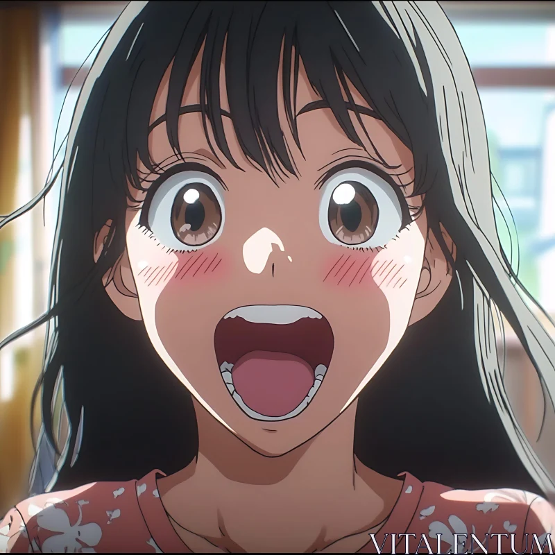 Excited Anime Girl with Wide-Eyes AI Image