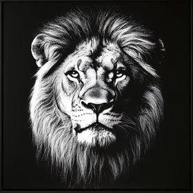 Black and White Lion Head Artwork