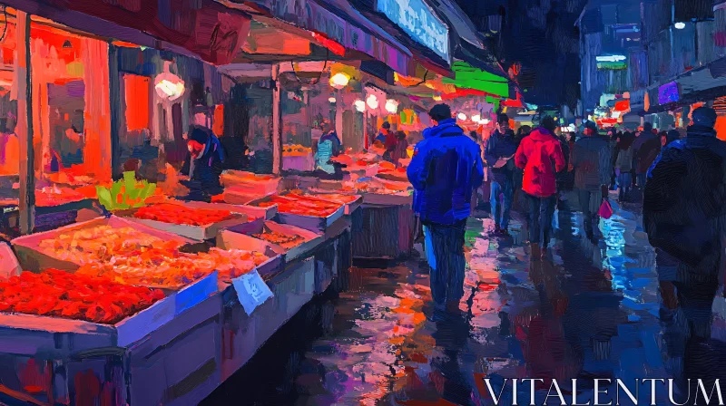 AI ART City Market at Night