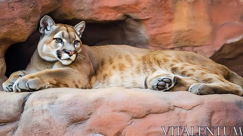 Mountain Lion Lounging AI Image