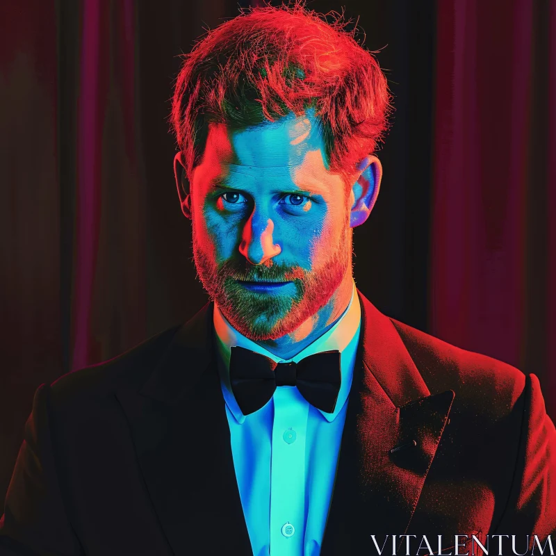 AI ART Portrait of Prince Harry with Intense Lighting Effects