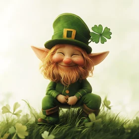 Whimsical Leprechaun with Clover