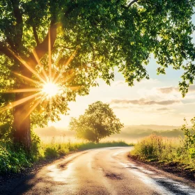 Golden Sunlight on a Country Road