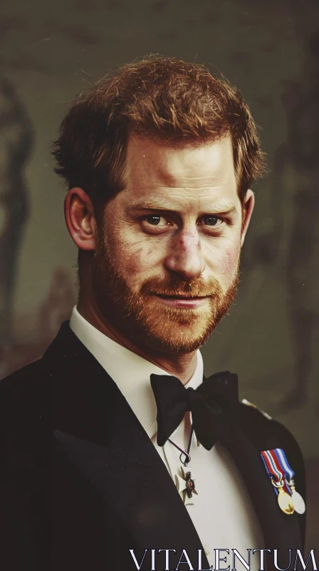 AI ART Prince Harry Portrait in Black Tuxedo