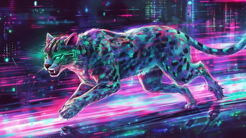 Futuristic Feline in Neon Metropolis