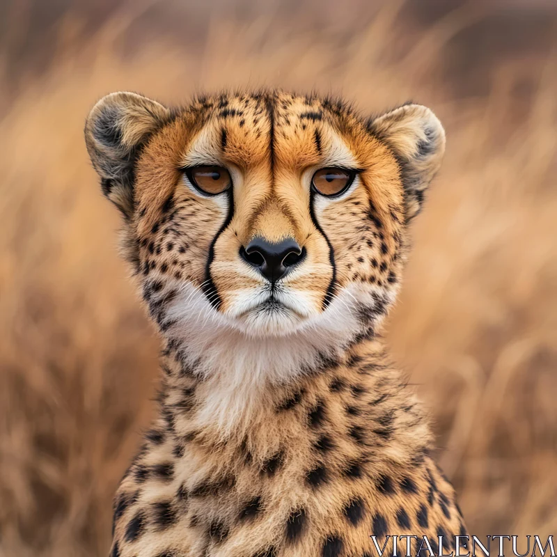 Cheetah Stare: A Wildlife Portrait AI Image