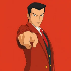 Pointing Character in Red Suit