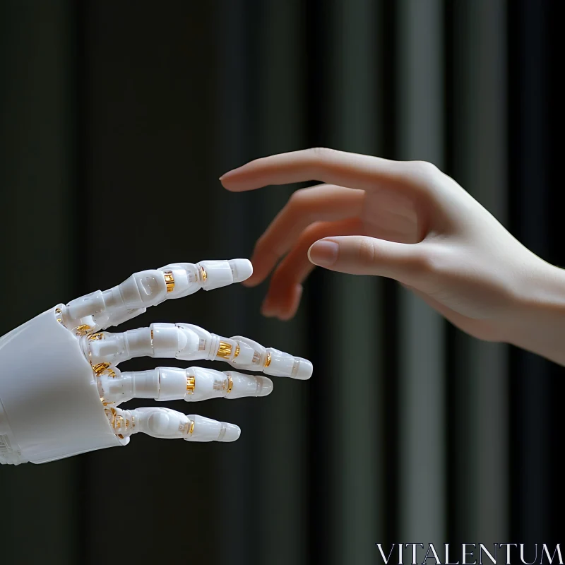 Robotic Hand Meets Human Hand AI Image