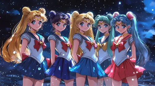 Anime Magical Girls Group Portrait