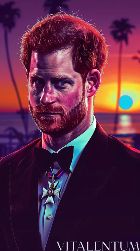 AI ART Prince Harry's Elegant Sunset Portrait