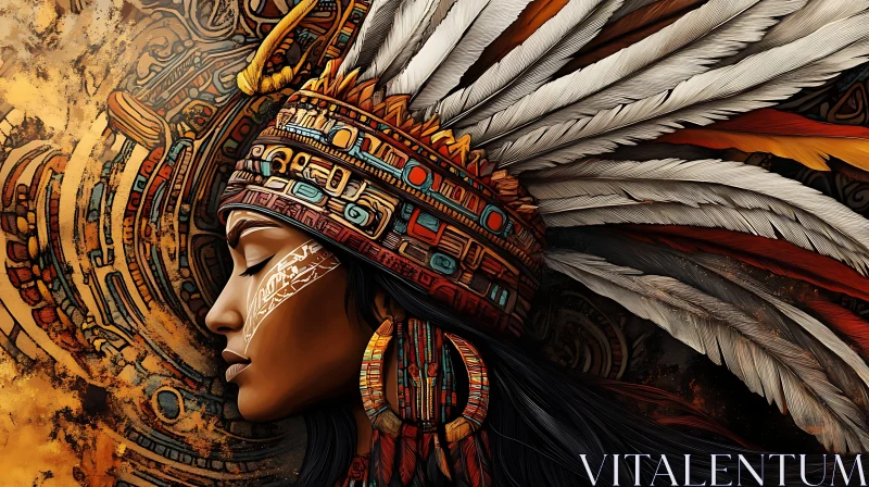 Serene Tribal Woman in Artistic Portrait AI Image