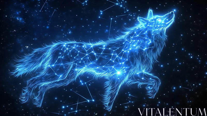 AI ART Starry Wolf in Night Sky