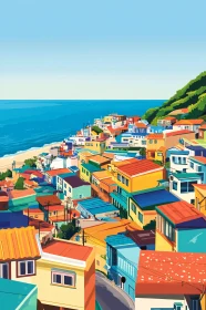 Colorful Hillside Town by the Ocean