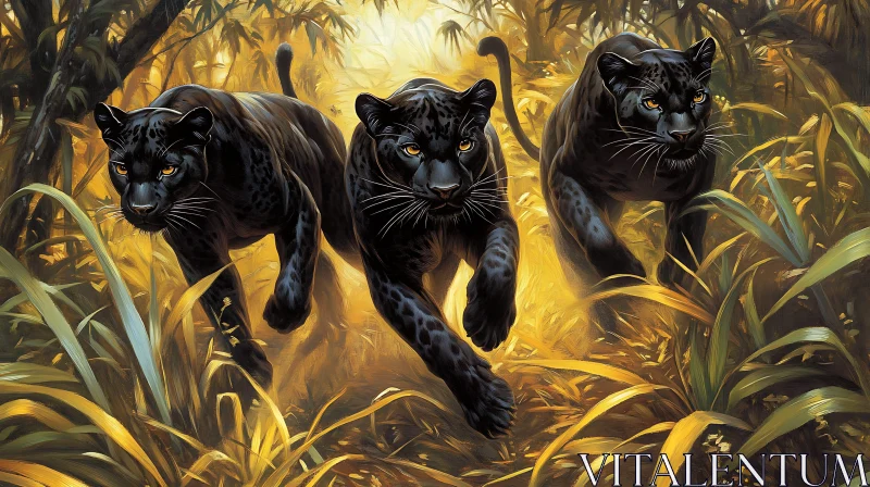 Stealthy Panthers in the Jungle AI Image