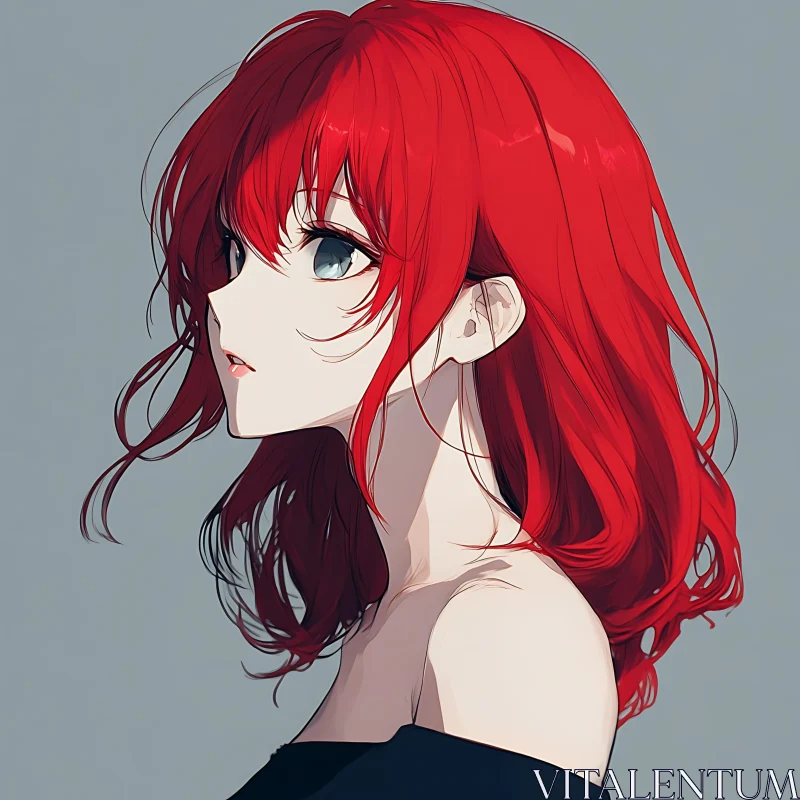 Stunning Anime Redhead Portrait AI Image