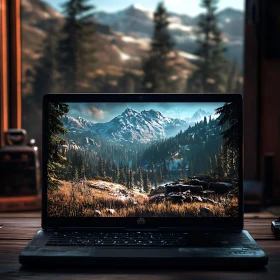 Mountain View on Laptop Screen