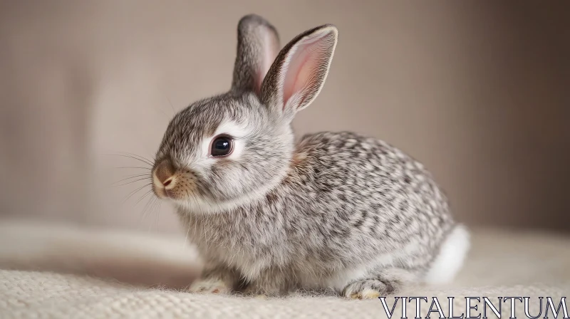 AI ART Close-up of a Cute Grey Bunny