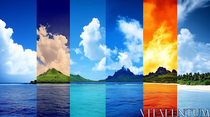 Island Landscapes in Varied Hues AI Image