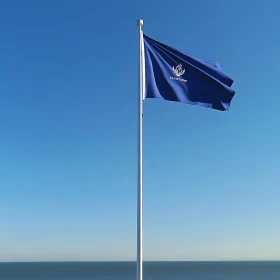 Blue Flag on White Pole