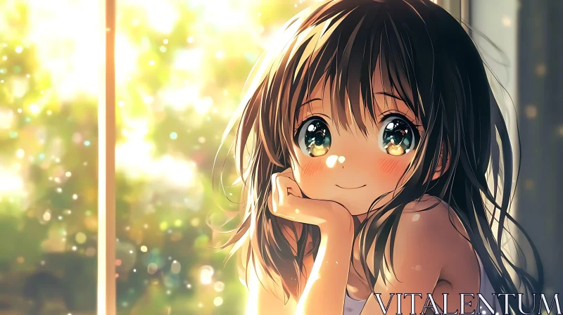 Dreamy Anime Portrait of Young Girl AI Image