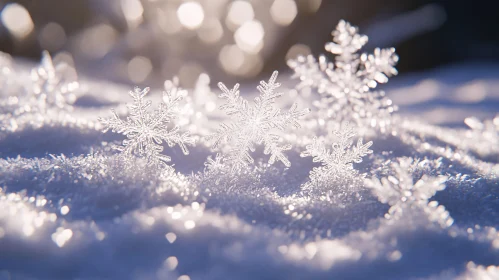 Delicate Ice Crystals in a Snowy Landscape