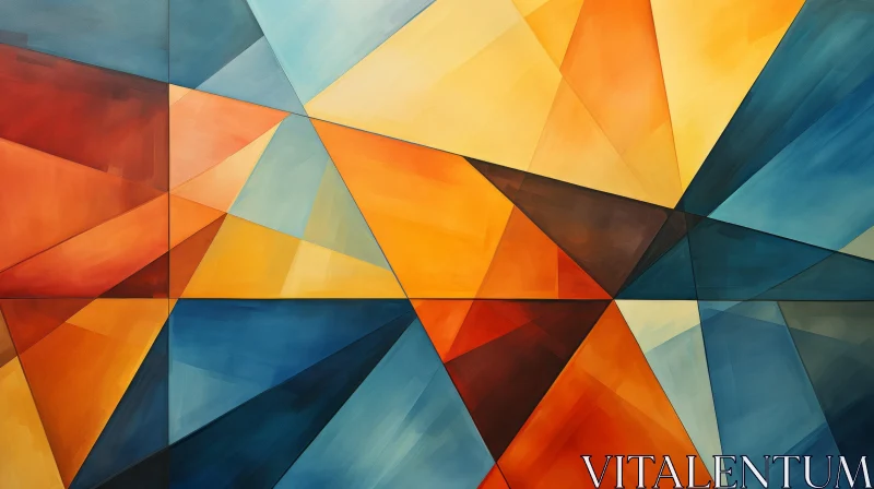 Abstract Geometric Painting in Azure and Amber AI Image