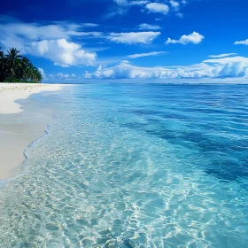 Seascape with Palm Trees and Blue Sky