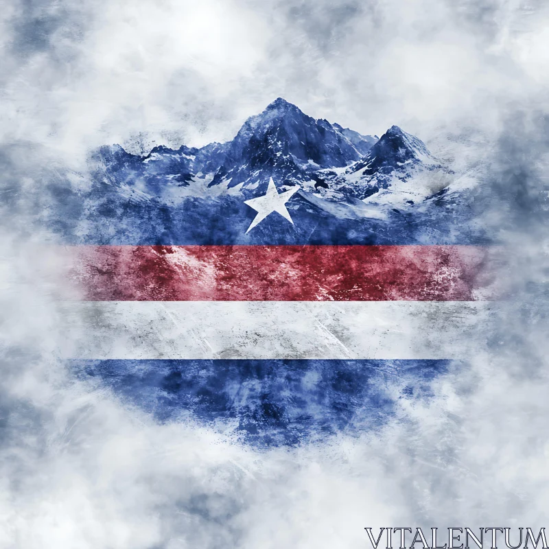 Flag Inspired Mountain Artwork AI Image